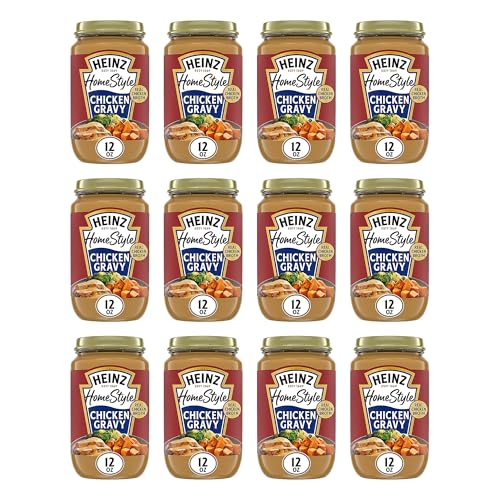 Image of Heinz HomeStyle Classic Chicken Gravy, Savory Poultry Base, Ready to Serve Gravy for Quick Mashed Potatoes and Easy Roast Meals, 12 Ounce (Pack of 12)