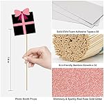Birthday Photo Booth Props Kit - Happy Birthday Party Favors Supplies Bday Party Decoration Set with Real Glitter Cute Bday Designs for Women - Easy to Assemble 30 Pieces (Rose Gold) - Image 4