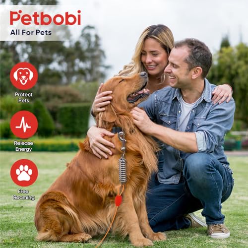 Petbobi Dog Tie Out Cable and Stake - 30ft Heavy Duty Cable with Spring - No Tangle, 16in Ground Stake - Ideal for Yard, Camping, and Beach - Suitable for Medium Large Dogs Up to 120lbs, Orange - Thumbnail 6
