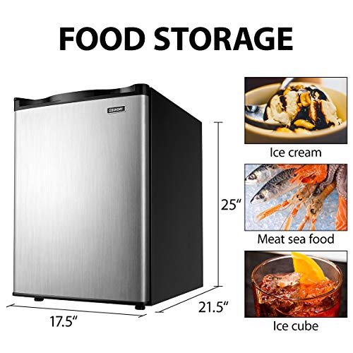 Euhomy Upright freezer, Energy Star 2.1 Cubic Feet,Compact Single Door mini freezer with Reversible Door,Adjustable Removable Shelves ，Freezer for Basement/Home/Apartment/Office (Silver) - Thumbnail 2