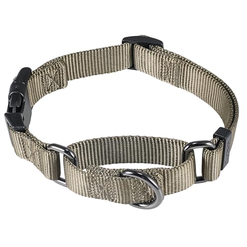Cyclpet Premium Nylon Adjustable Martingale Dog Collar with Quick Release Buckle for Medium Breed Dogs Daily Use Walking&Training Helper. (Military Green, Medium)