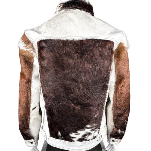 Men Genuine Cowhide Fur Jacket Hair On Hide Biker Trucket Leather Jacket Natural Cow Skin Vintage Coat4