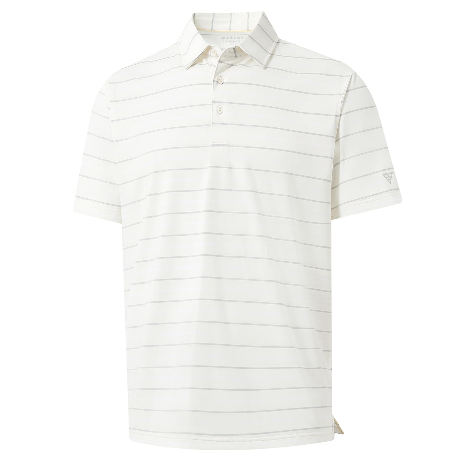 M MAELREG Golf Shirts for Men Short Sleeve Dry Fit Striped Performance Lightweight Moisture Wicking Collared Casual Golf Polo
