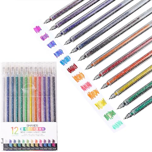 Luksinlong Verträumt Glitzerstifte, 12 Farben Glitzer gelstift,...