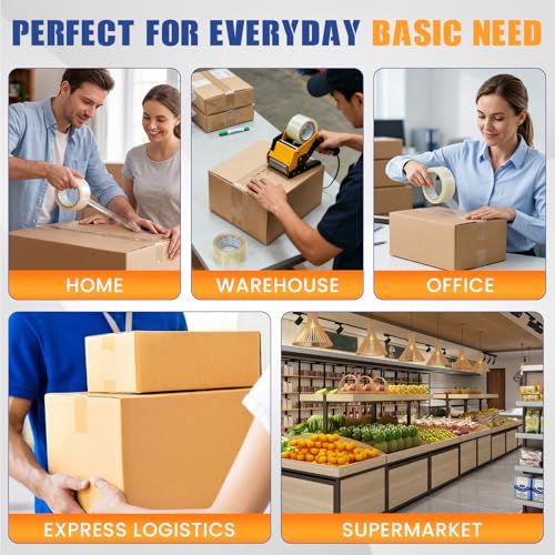 Image of 60 Rolls Bulk Clear Heavy Duty Shipping Packing Tape for Packaging Supplies | Clear, 1.88 Inchs x 60 Yards Per Roll, Strong Packaging Tape for Moving Boxes, 3600 Total Yards