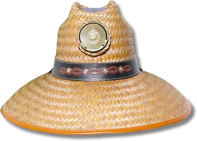 KOOL BREEZE SOLAR HAT Thurman with Band Straw Sun Hat Large Solar Fan Hat Cooling Hat Solar Powered Fan Sun Hat for Men Outdoor Hat