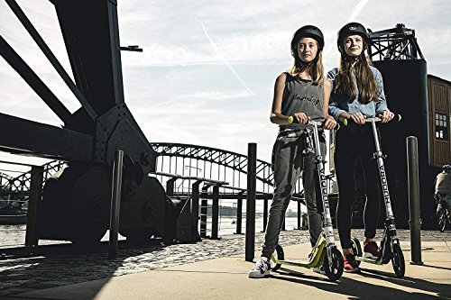 HUDORA Kick Scooter Adult Teen Kid for 8 Years Old with 180mm Big UP Wheels, Adjustable Height, Easy Folding Big Wheels Scooter-Green