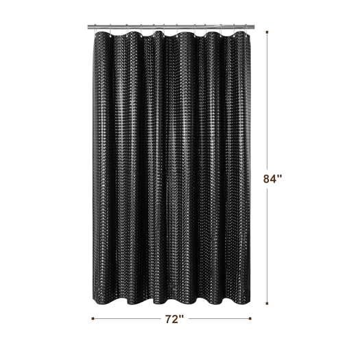 Image of Barossa Design Extra Long Shower Curtain Liner 72 inch x 84 inch, Waterproof XL PEVA Shower Liner with 3 Magnets for Bathroom, Lightweight, Metal Grommets - Dimensional Black, 72x84