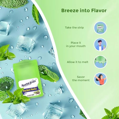 Image of Mountain Breeze Sugar-Free Elaichi mint Fresh Breath Strips Blister (Pack of 3x24Strips Each)