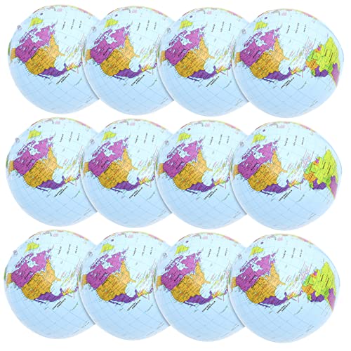 Abaodam 12Pcs Inflatable Beach Balls Globe Shaped Creative Summer Pool Balls for Safe Material for Beach and Pool Parties Fun Outdoor Activities
