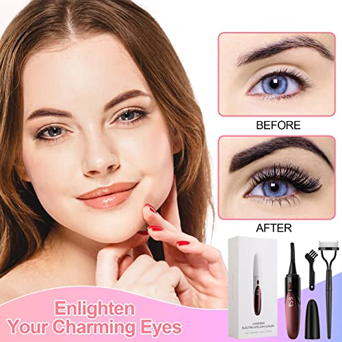 Kugge Heated Eyelash Curlers, Rechargeable Electric Eyelash Curler With Lash Separator, 4 Heating Modes Heated Eye Lash Curler For Quick Natural Curling & Long Lasting (Black) #TOP6