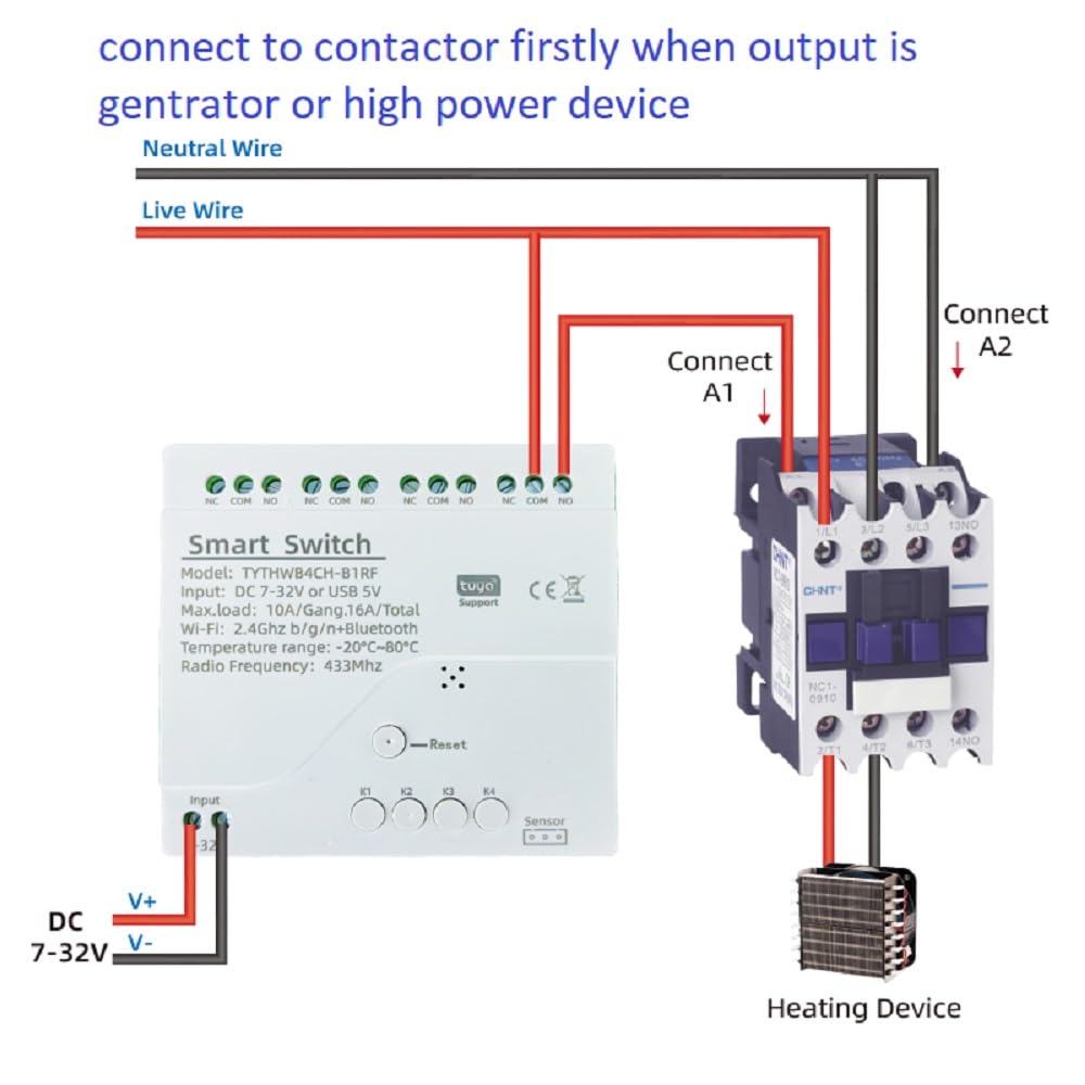 Tuya WIFI Interrupteur intelligent de capteur de température sans fil, application Remote Clean, fonctionne avec Alexa Google home (température, 4CH)