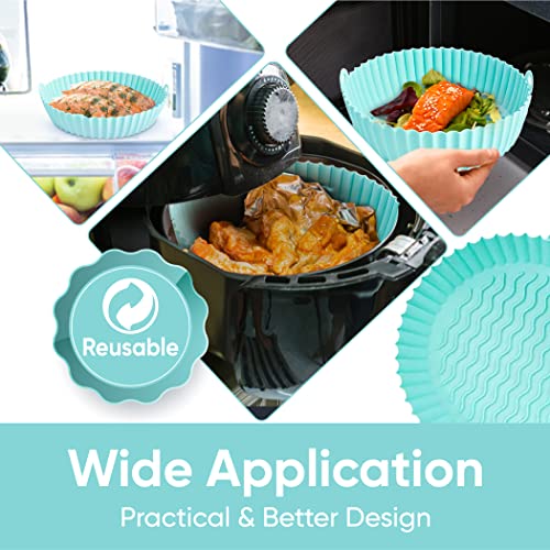 Image of Silicone Air Fryer Liners, 2Pcs 8.5 inch Reusable Non-Stick Air Fryer Basket Oven Accessories