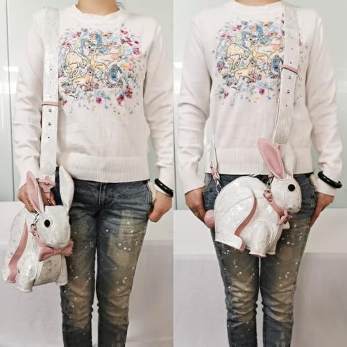 Image of Women PU Leather Unique Novelty Cute Easter Rabbit Shape Crossbody Shoulder Bag Handbag Purse for Girls