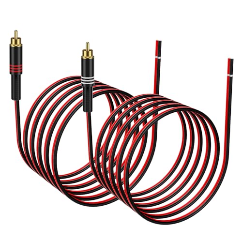 J&D Adaptateur RCA vers Câble Haut-parleur, 2 Pcs 20AWG 3 m, Connecteur RCA Mâle vers Fil Nu pour Réparer Câbles de Haut-parleurs, Compatible avec Amplificateurs, Récepteurs AV