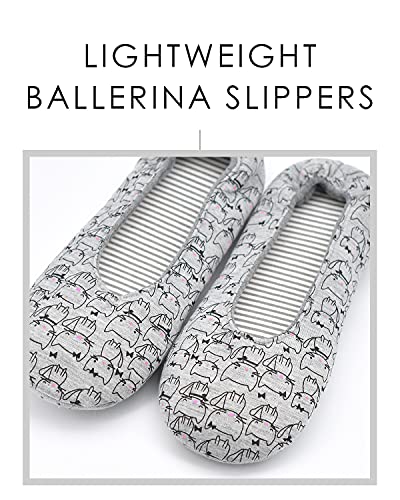 Image of Panda Bros Women's Ballerina House Slippers,Anti-Skid Comfy Warm Ballet Style Slippers