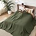 Bedsure Cooling Cotton Waffle Oversized King Blanket - Lightweight Breathable Rayon Derived from Bamboo for Hot Sleepers, Luxury Throws for Bed and Sofa, Olive Green, 120x96 Inches