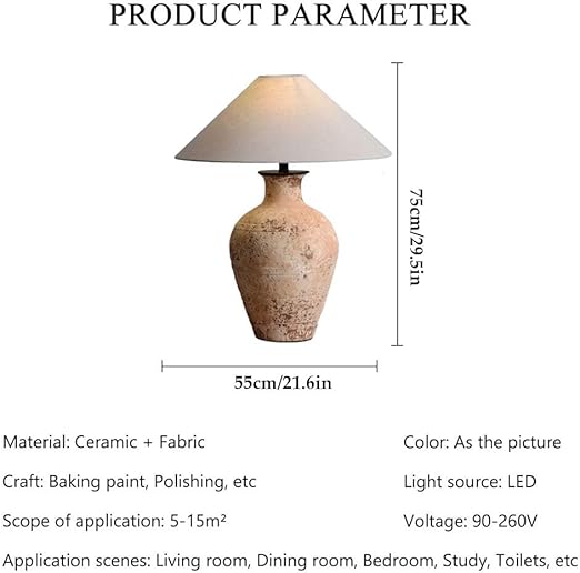 WISHVYQ 21.6''Tall Ceramic Table Lamp Rough Texture Bedside Table Lamp for Bedroom Nightstand - Ceramic Lamp for Living Room, Modern Bedroom Lamp for Living Room Bedroom Office photo 2