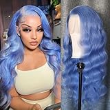Mscathy Light Blue Body Wave Lace Front Wig Human Hair 180% Density Colored Human Hair Wigs For Women HD 13x4 Lace Frontal Wig Virgin Brazilian Hair 20 Inch