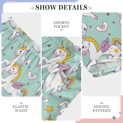 Unicorn Love Pajamas Bottoms with Pockets Comfy Pjs Sleepwear Elastic Waistband Pajamas Pants Lounge Pants for 6-14 Years4