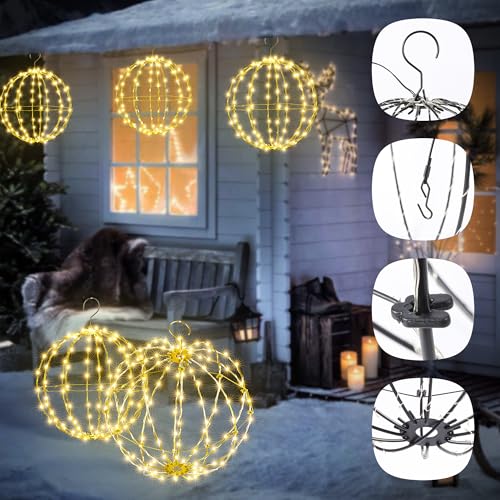 Flacchi 2 Weihnachtsbeleuchtung Batterie Hängekugelleuchten Außen Warmweiß – Ansicht 5
