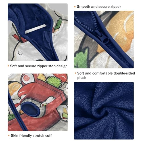 Cute Sushi Girls Fleece Jacket Girls Fall Jacket Girls Zip Up Hoodie Girls Sherpa Jacket 2-10T3