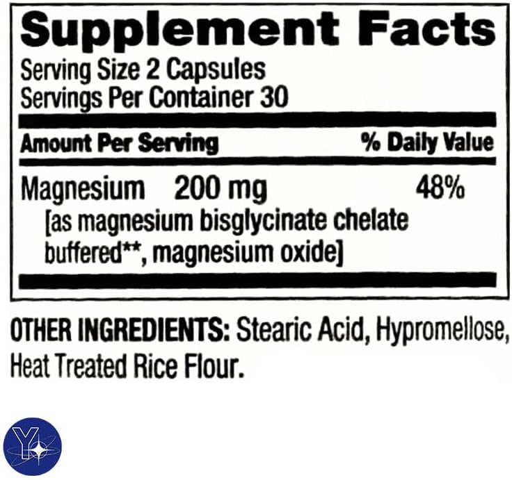 Miniatura 3 de Soporte para el sueño de magnesio para la salud ósea y muscular Suplemento dietético Cápsulas vegetarianas Spring Valley, 200 mg, 60 unidades y