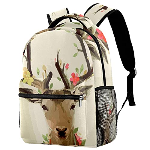 Sac à dos de voyage campus à motif renne pour les sorties scolaires des enfants
