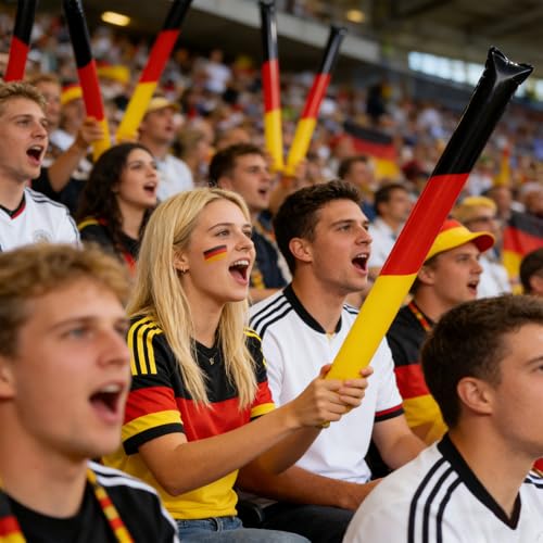 Deutschland Fanartikel, Fußball WM 2026, 10 Stück Schwarz Rot Gold Design Deutschland Flagge Klopfschlauch-Sticks, WM Fanartikel Deutschland für Stadionbesuche und Nationalmannschaft Unterstützung