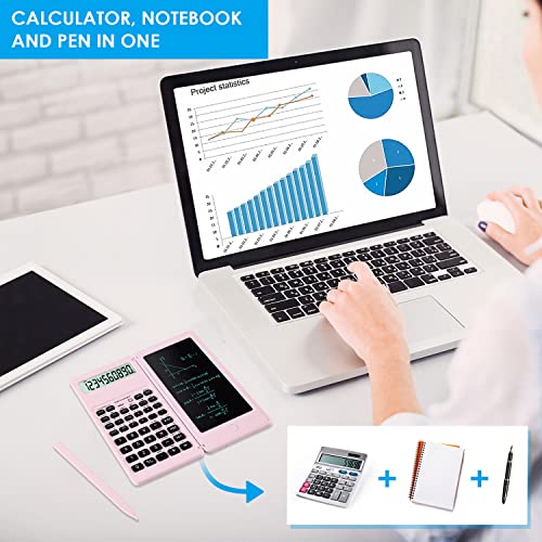 Image of Scientific Calculators for Students, 10-Digit Large Screen, Math Calculator with Notepad, Classroom Must Haves for Middle High School Supplies & College （Pink