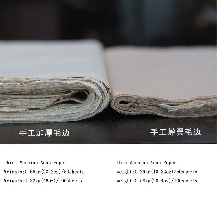 Papel maobiano hecho a mano Xuan de textura media madura y alta absorción para trazos limpios 6