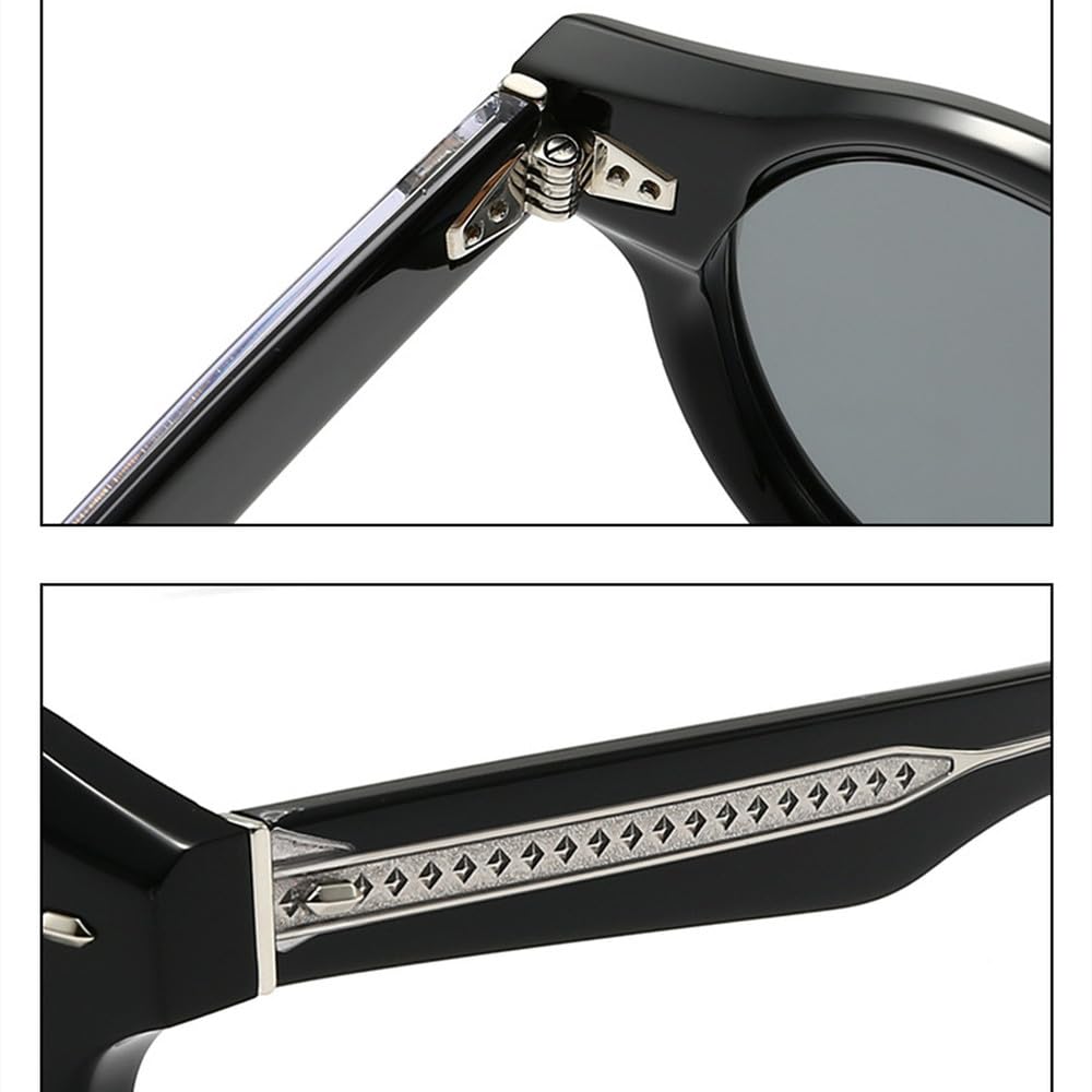 Trendige Retro-Sonnenbrille für Herren mit runder Dicker Platte, modisch für Damen, hochwertige Sonnenschirme, Retro-Geschnitzte Schutzbrille, Winddichte Brille, UV400, Streifentee, Einheitsgröße