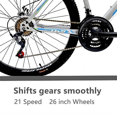 Frike Comfort Adult Hybrid Mountain Bike, 21-Speed 26 Inch Hybrid Comfort Bicycle, Urban Commuting Bike, Cross Country City Bicycle,Grey Blue #TOP2