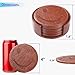 Zovante Coasters for Drinks Set of 6 with Holder, 6-Piece Leather Coasters with Embossed Smiley Designs - Durable Drink Coasters Set for Home, Bar, or Office - Brown