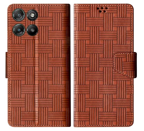 Image of SBMS Flip Cover for Motorola Moto G67 Power 5G / Moto G57 Power Back Cover Case with Magnatic Closure | Genuine Leather Finish | Inbuilt Stand | Card & Money Pocket | Wallet Style Case (Mat Tan)