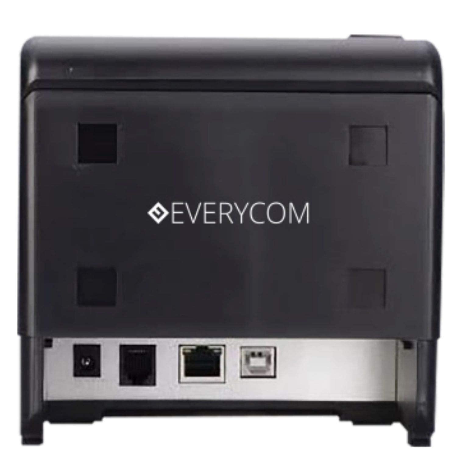 Ngemuva view of Everycom EC-901 printer showing USB, LAN, and power ports