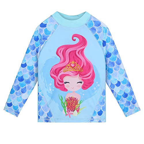 Image of TFJH E Girls Two Piece Swimsuit Long Sleeve Rash Guard Ages 3-12 | UPF 50+ sun protection, breathable , lightweight long sleeve swimsuit, full coverage, pool beach vacation, water park