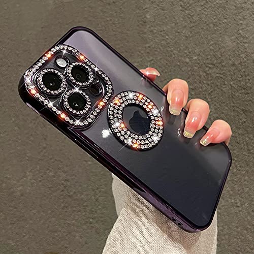 Coque silicone iPhone 13 Pro Max transparente paillettes violettes antichoc