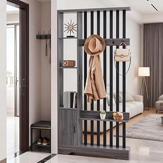 Room Divider with Shelves, Wall Room Divider Bookshelf, Freestanding Woo...