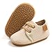 RVROVIC Turnschuhe, Baby, Jungen und Mädchen, rutschfest, flache Oxford-Slipper, PU-Leder, mit weicher Sohle, 1 Beige, 0-6 Monate