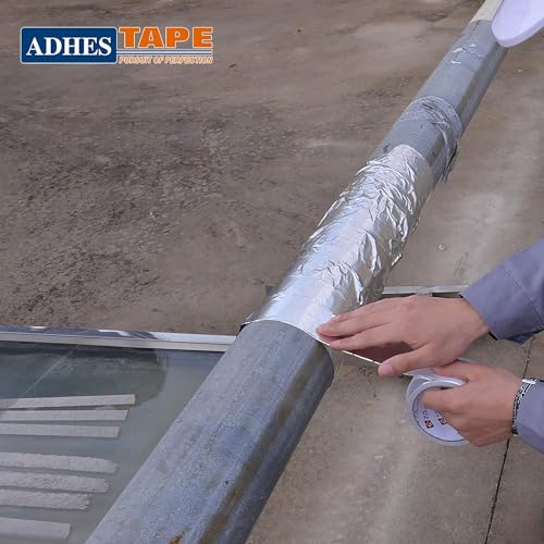 ADHES 10 Rollen Aluminium Folienband hitzebeständiges klebeband metallklebeband silber, Hält 80 °C bis 100 °C stand, 0.78inch x 55yard (20mm x 50m)