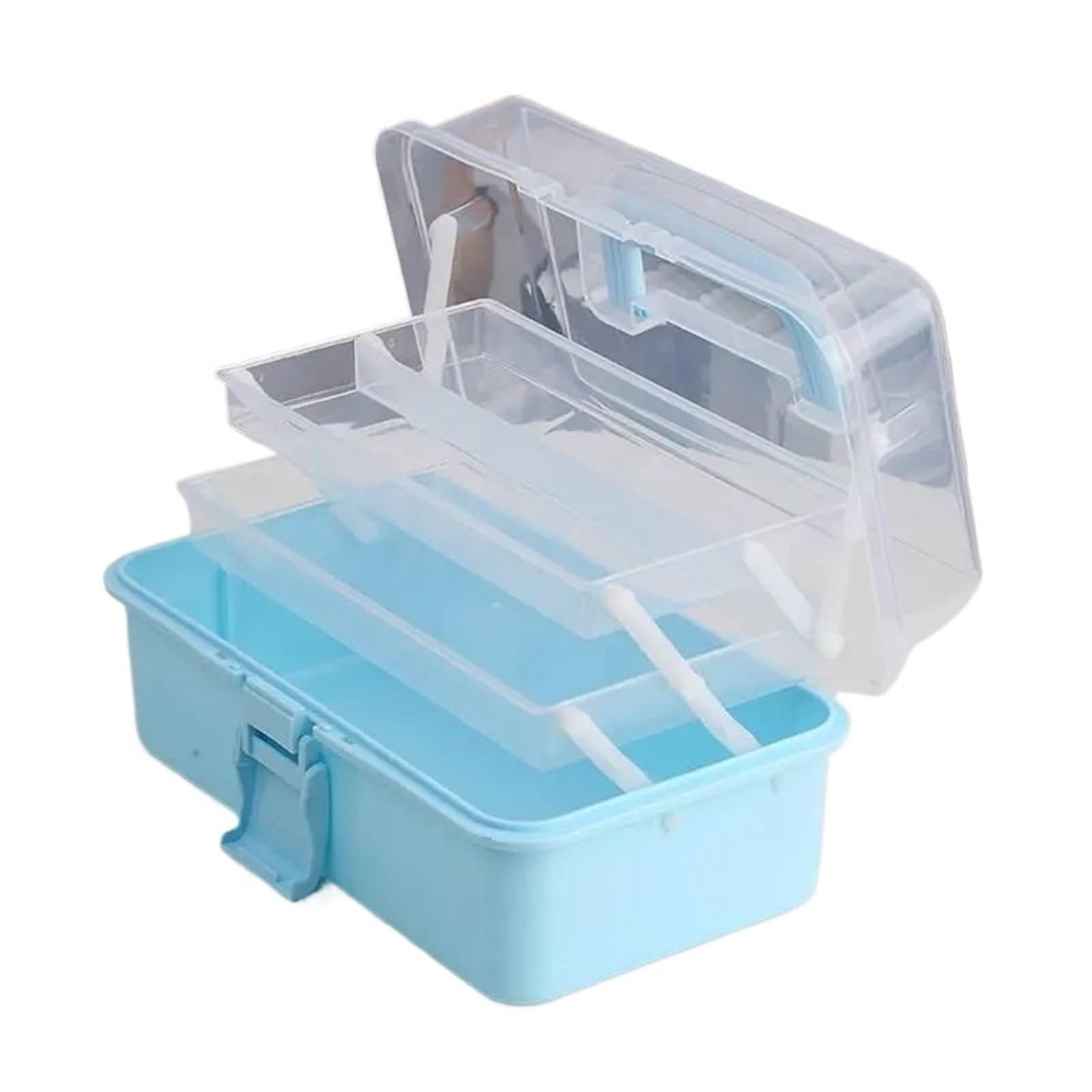Three-Layer Plastic Craft Storage Box, Sewing, Folding Tool, Art Student Miscellaneous for Home(Blue)