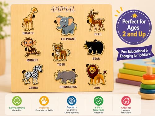Image of Wooden Name Puzzle for Toddlers 2+ Years | Montessori Letter Matching & Name Recognition Learning Toy | Alphabet Educational Puzzle for Preschool Boys & Girls