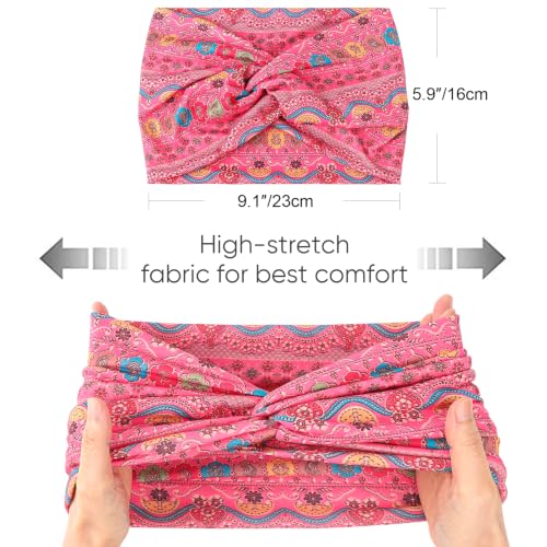 Image of DRESHOW 4 Pack Turban Headbands for Women Wide Vintage Head Wraps Knotted Cute Hair Band Accessories