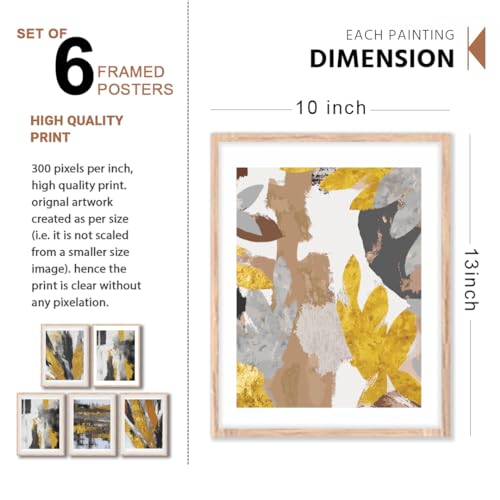 Image of NoWorries Abstract Paintings for living room Frames for wall decor - Modern art wall framed art print poster for room decoration (Pattern-Modern art) Set of 6 (10x13inches Multicolor) (ART-4)