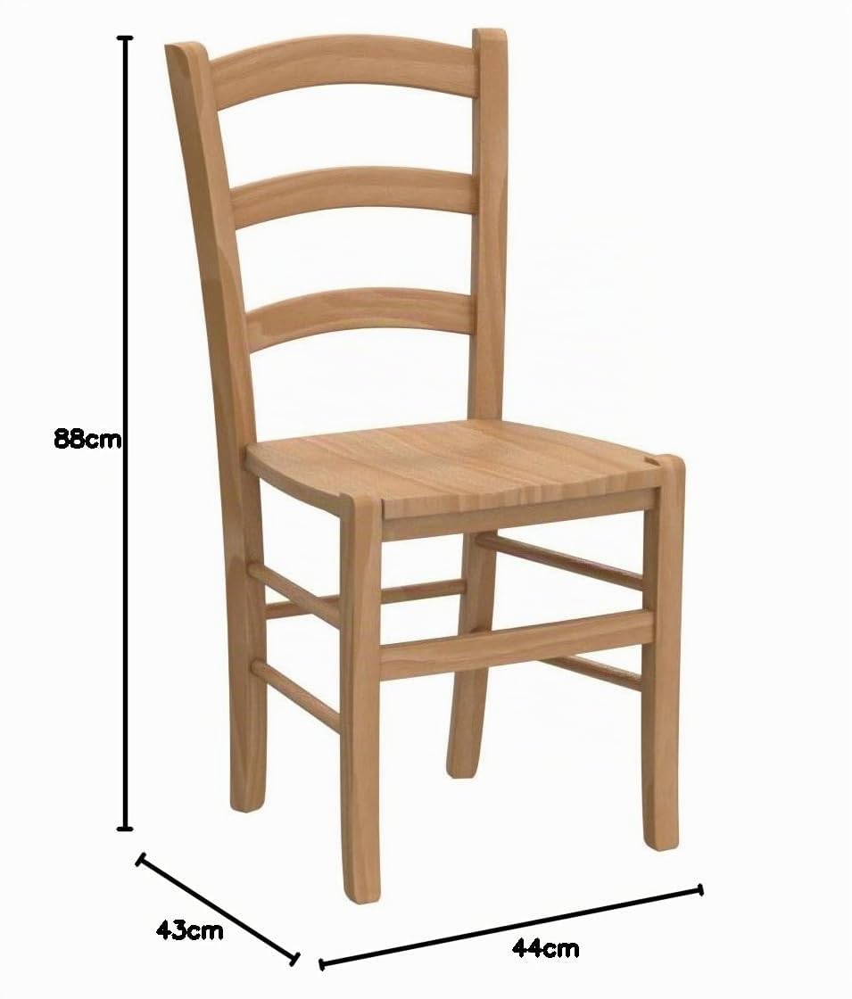 t m c s Tommychairs - Set 4 sillas Venezia para Cocina y Comedor, Estructura en Madera de Haya lijada, no tratada, 100% Natural y Asiento en Madera