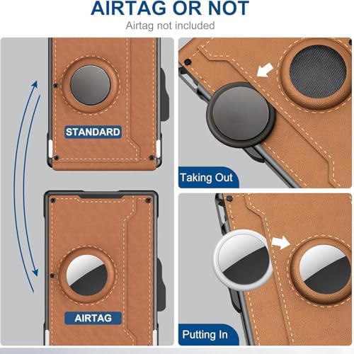 Foihletpath Wallet, Wallet - With Pop up Aluminum Case Money Clip Slim Leather Slots Credit Card Holder Rfid Blocking Bifold Minimalist Wallets, Trackable Wallets for Men (Carbon BLack)3