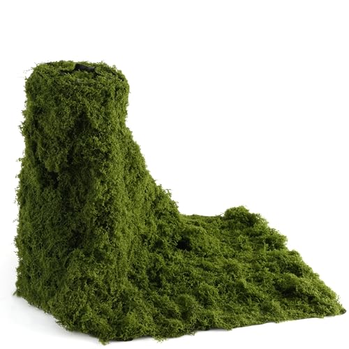BYHER Fake Moss Mat Artificial Moss Roll - 12' x 71'Cloud Soft Feel Moss Table Runner for Decor, Faux Grass Mat for Crafts, DIY Fairy Garden, Wedding & Party Decorations (Realistic Green: 30x180cm)