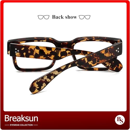 Image of Breaksun Rectangle Glasses for Men Women Square Blue Light Glasses Thick Frame Black Eyeglasses