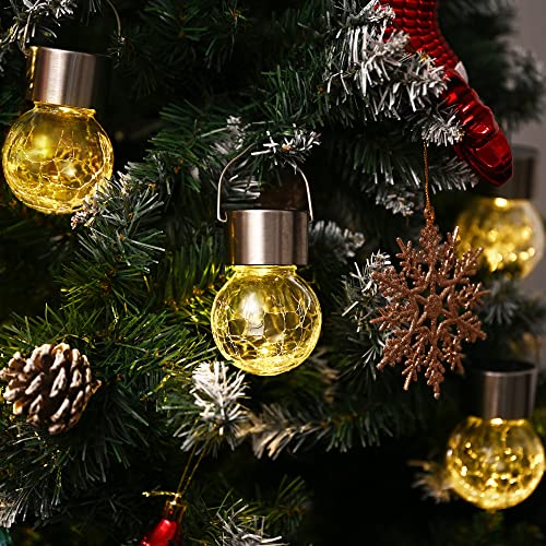 Gigalumi 8 Pack Solar Outdoor Lights, Solar Hanging Lights For Christmas Decoration-Cracked Glass Solar Lights Outdoor Waterproof For Garden, Yard, Fence, Tree（Warm White） #TOP5